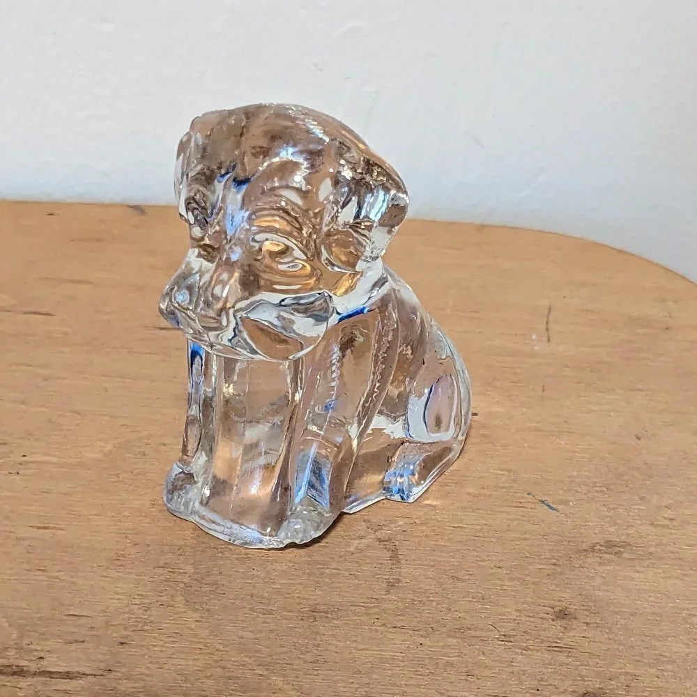 Federal Glass Dog Depression Glass 1940s Figural Vintage Candy‎ Container Hollow